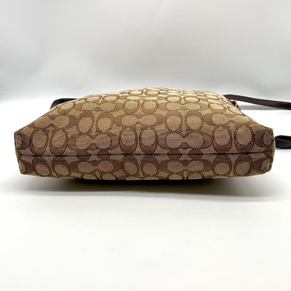 Coach Signature Khaki Canvas File Crossbody Bag F58285 w/ Wristlet - Picture 5 of 12